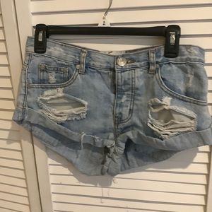 One teaspoon gently used light blue 100% cotton fray shorts.